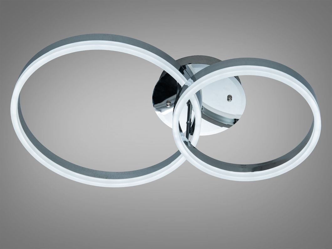 Стельова люстра LED хром 50W два кільця пульт