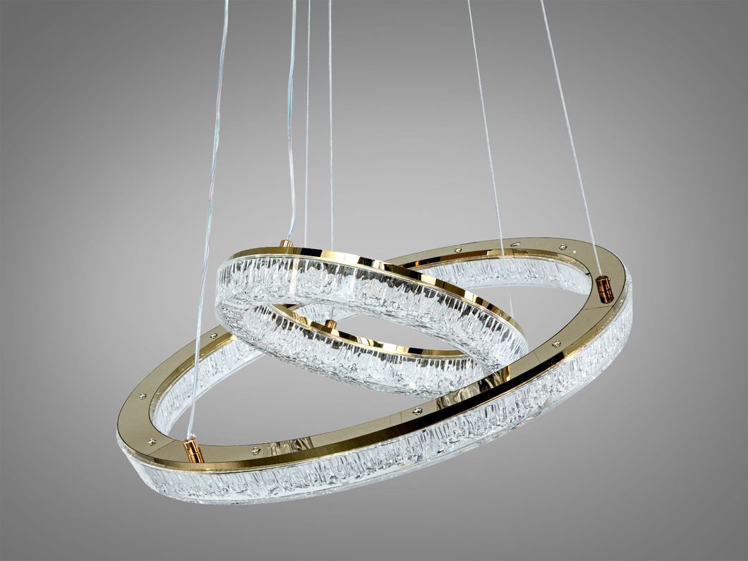 Подвесная люстра LED три кольца золото 125 Вт