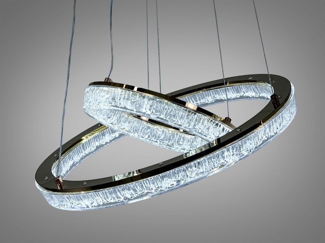 Подвесная люстра LED три кольца золото 125 Вт
