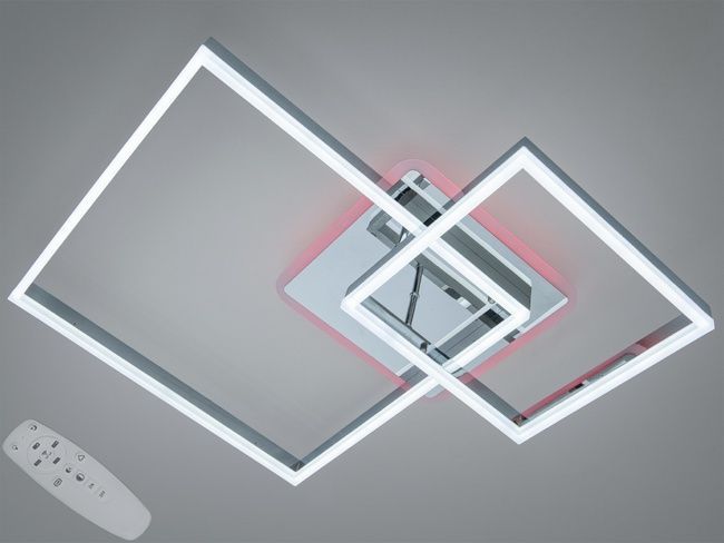 Стельова LED люстра хром 84 Вт 14 квадратів пульт