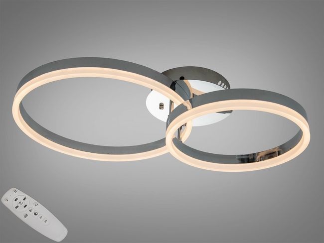 Стельова люстра LED хром 50W два кільця пульт