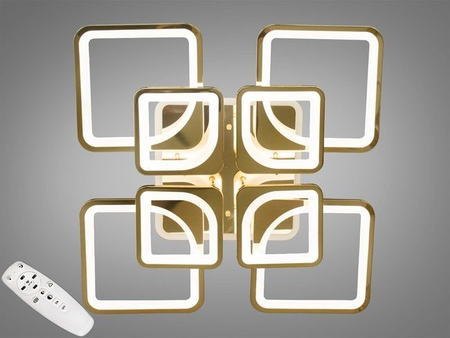 Потолочная люстра с диммером и LED подсветкой, цвет золото, 190W