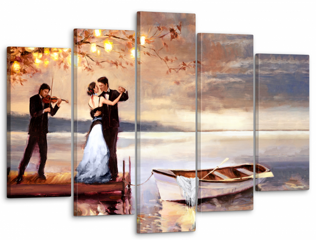 Модульна картина велика у вітальню / спальню для інтер'єру "Романтичне побачення" 5 частин 80 x 140 см (MK50211)
