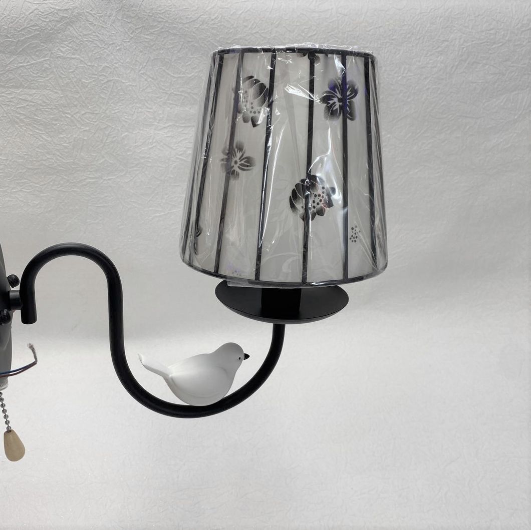 Бра 1 лампа, черная основа, в гостиную, спальню в классическом стиле (N3018/1W), Черный, Черный