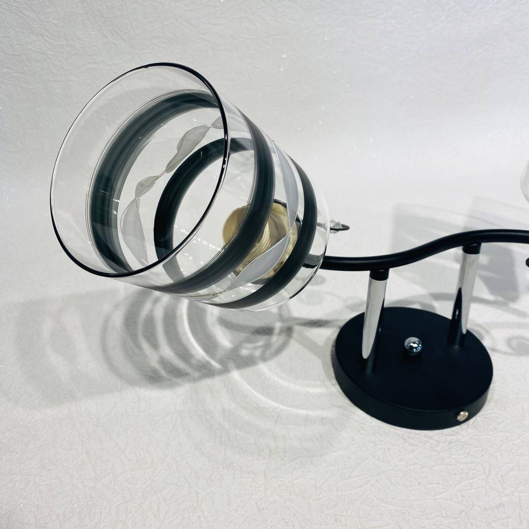 Люстра 2 лампы, черная в гостиную, спальню стекло в классическом стиле (XA1458/2), Черный, Черный