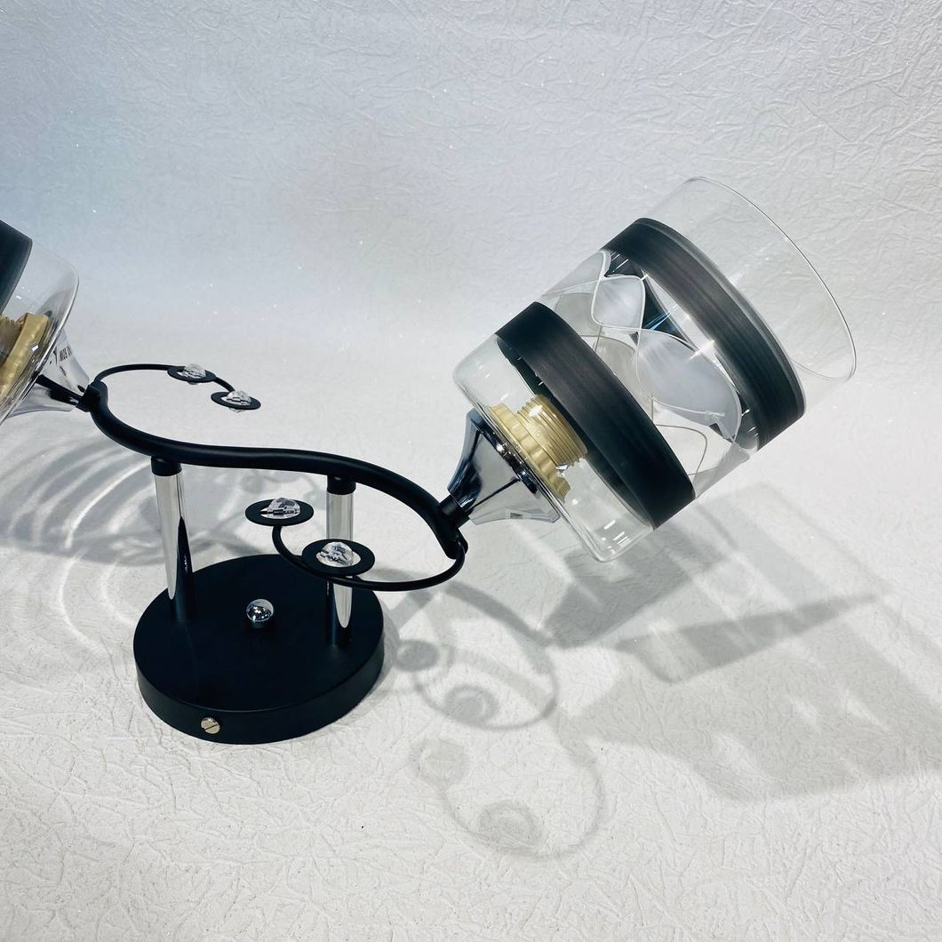 Люстра 2 лампы, черная в гостиную, спальню стекло в классическом стиле (XA1458/2), Черный, Черный