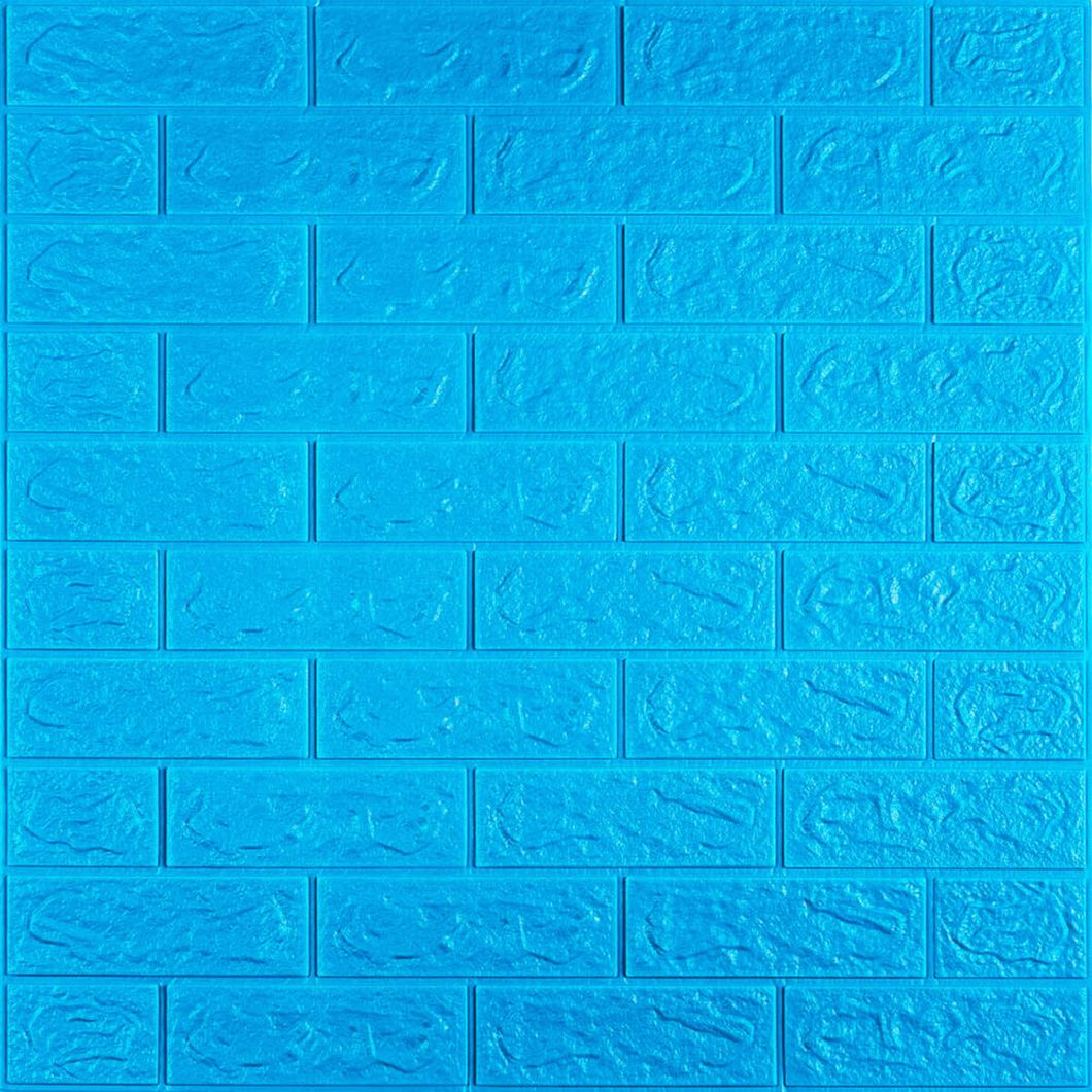 Панель стінова самоклеюча декоративна 3D під цеглу Синій 700х770х5мм (003-5), Синий, Синій