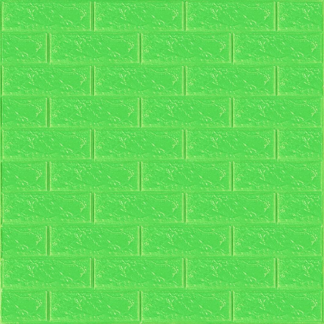 Панель стеновая самоклеющаяся декоративная 3D под кирпич Зеленый 700x770x3мм (013-3), Зелёный, Зелёный