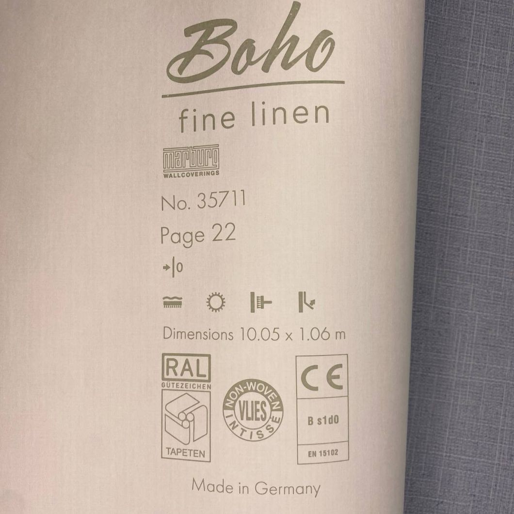 Обои виниловые на флизелиновой основе Marburg Boho светло серые 1,06 х 10,05м (35711)