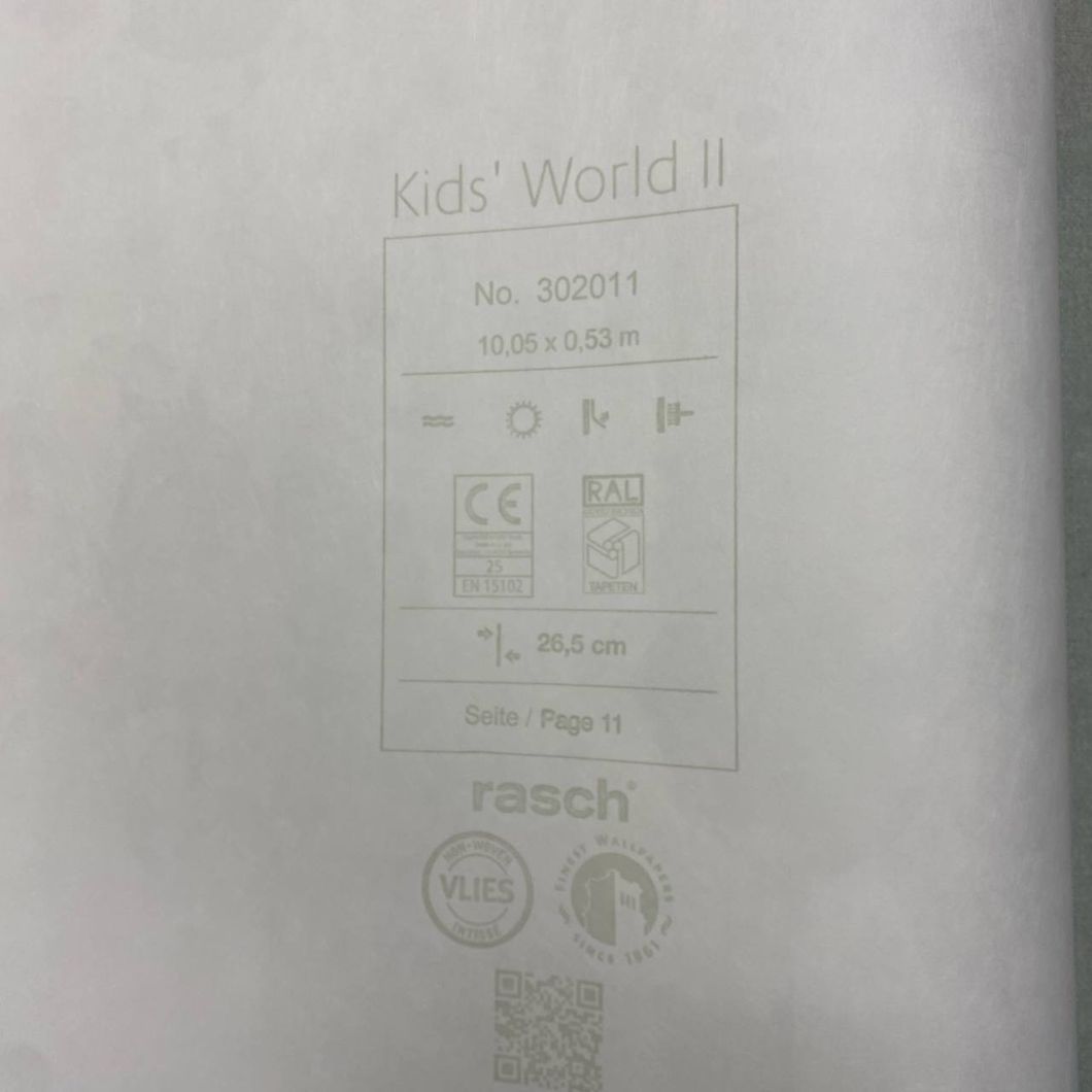 Обои виниловые на флизелиновой основе белые Rasch Kids' World 2 0,53 х 10,05м (302011)