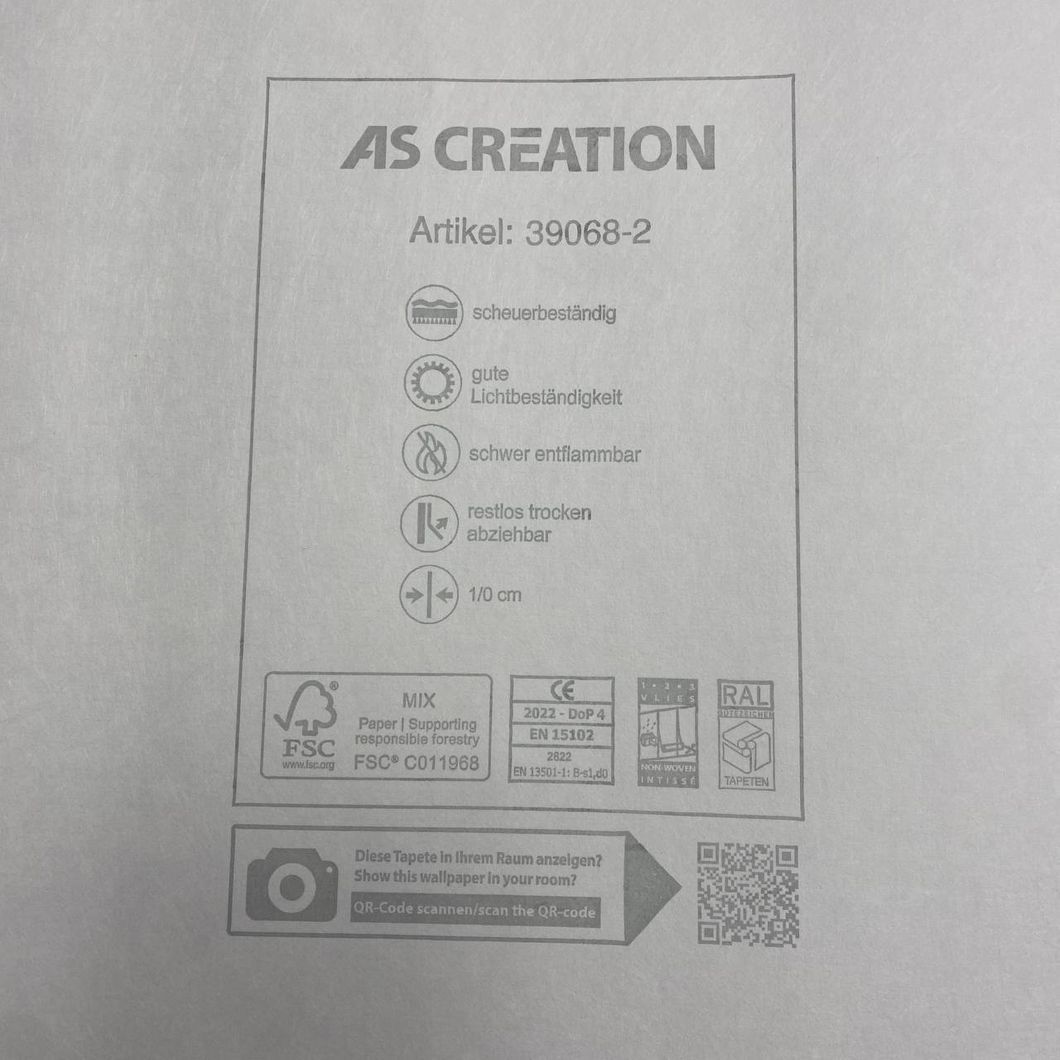 Шпалери вінілові на флізеліновій основі сірі Maison Charme AS Creation 0,53 х 10,05м (39068-2)