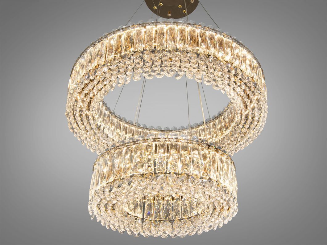 Підвісна люстра LED 8693-600+400GD золото 85Вт
