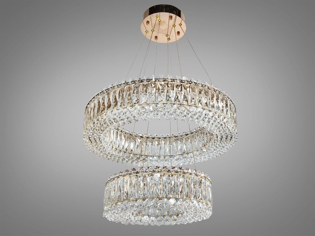 Підвісна люстра LED 8693-600+400GD золото 85Вт