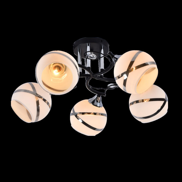 Люстра 5 ламп чорна у вітальню, спальню скло в класичному стилі (DA5097/5B), Черный, Чорний