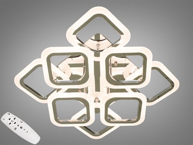 Світлодіодна люстра смарт світильник з пультом dimmer, 80W, хром