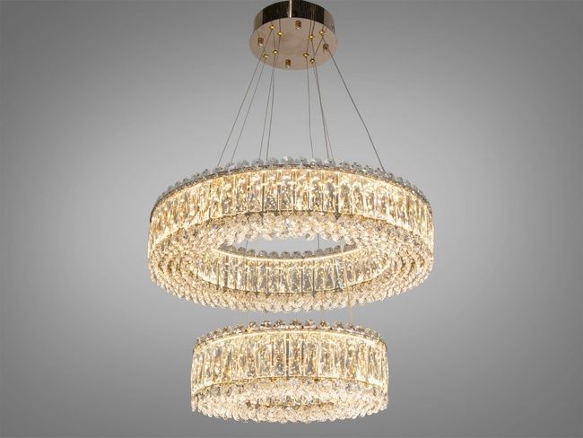 Підвісна люстра LED 8693-600+400GD золото 85Вт