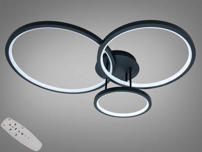 Стельова люстра кільця LED 84W чорна з пультом