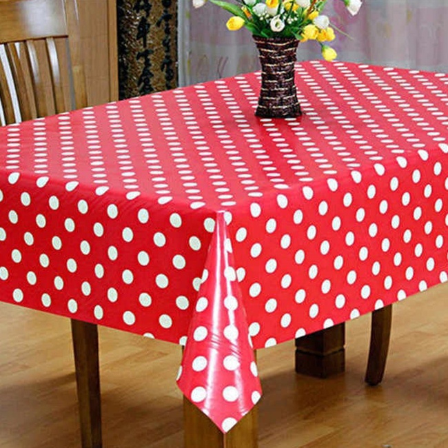 Клейонка на стіл ПВХ на основі Червоний горох 1,4 х 1м (100-112), Червоний, Червоний
