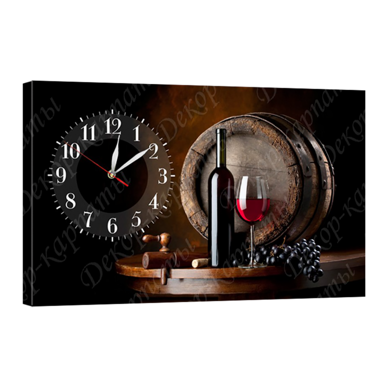 Часы настенные на холсте без стекла Вино 30 см х 53 см (3861 - О679)