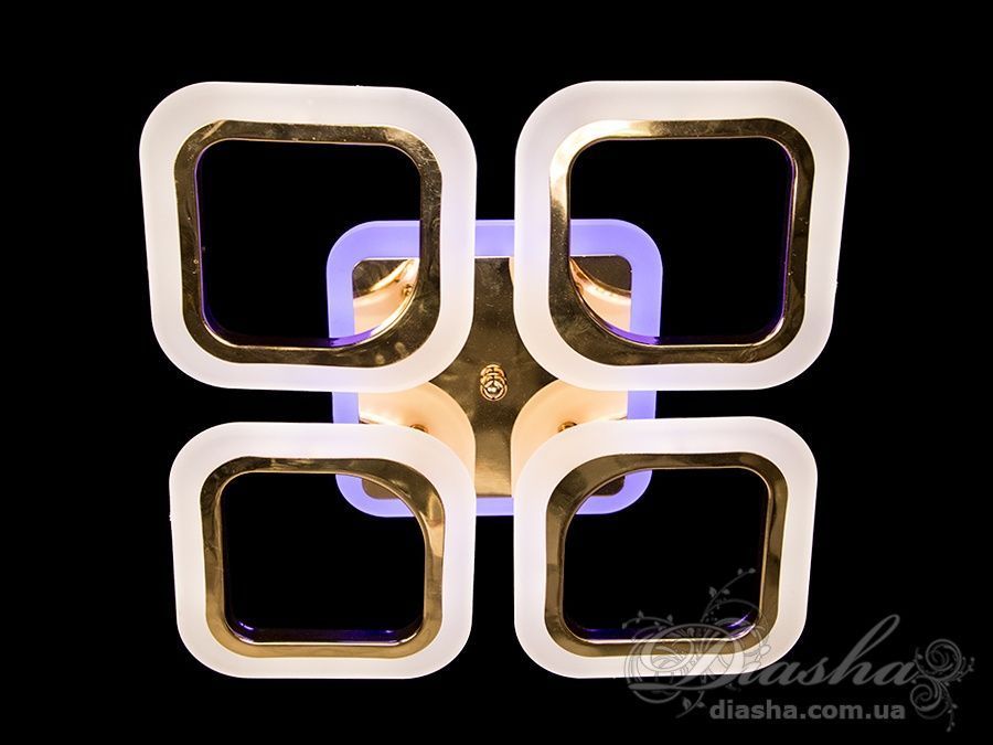 Потолочная люстра с диммером и LED подсветкой, цвет золото, 50W