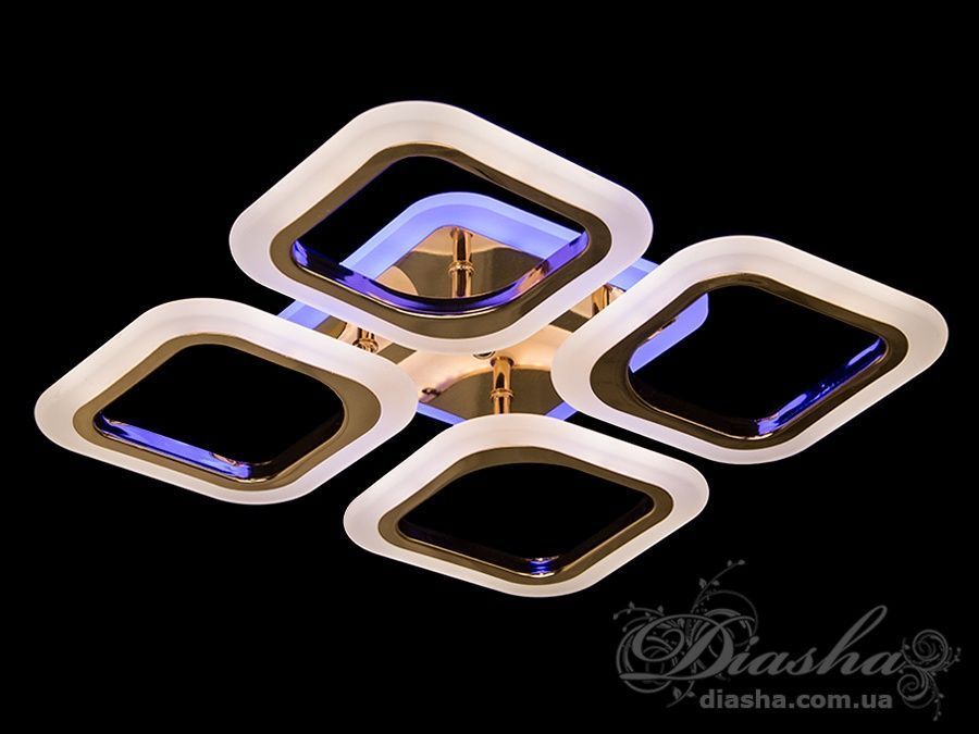 Потолочная люстра с диммером и LED подсветкой, цвет золото, 50W