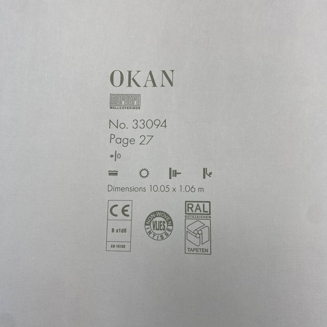 Обои виниловые на флизелиновой основе Серые OKAN 1,06 х 10,05м (33094)