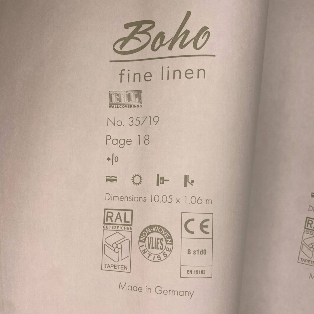 Шпалери вінілові на флізеліновій основі Marburg Boho сірі 1,06 х 10,05м (35719)