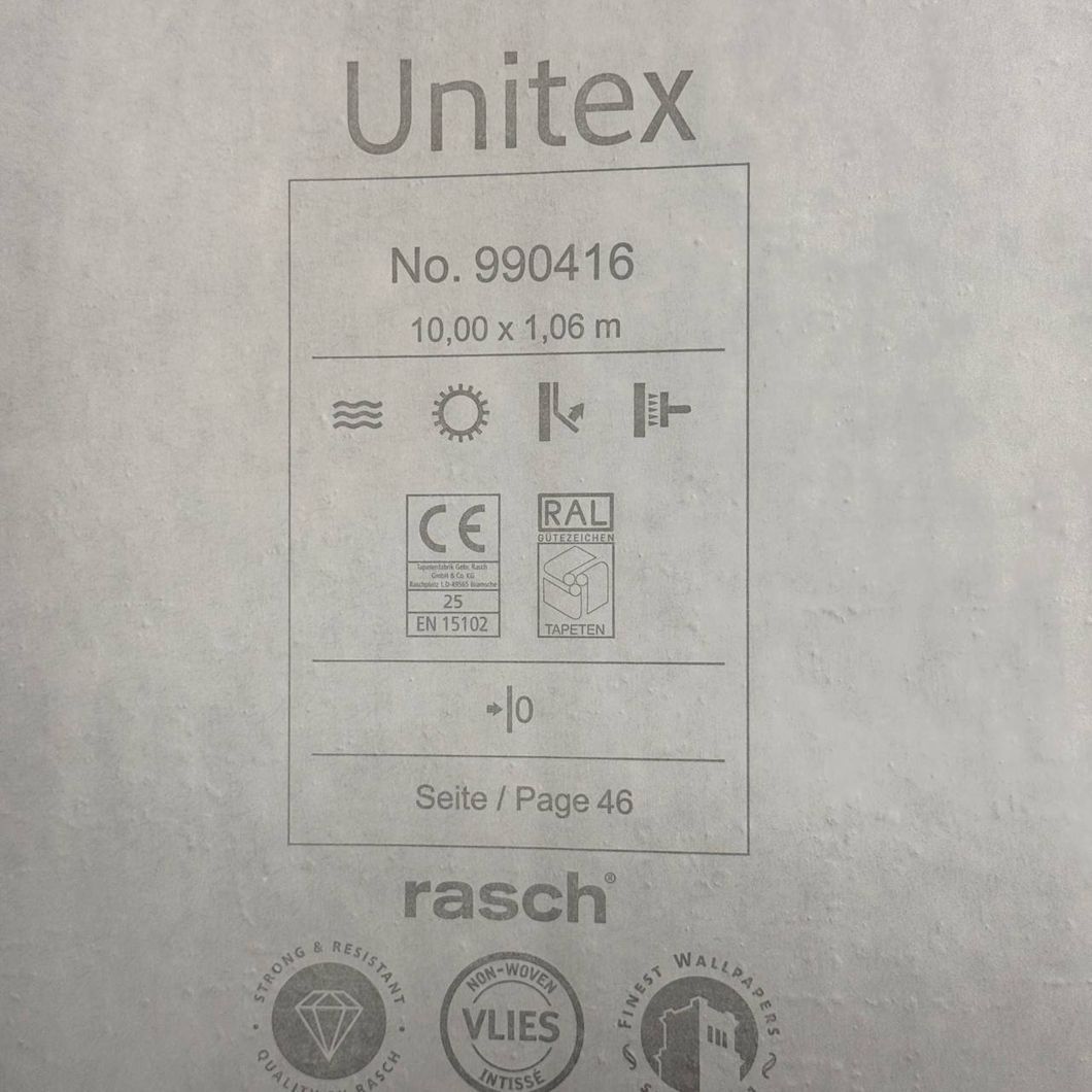 Обои виниловые на флизелиновой основе Rasch Unitex серые 1,06 х 10,05м (990416)