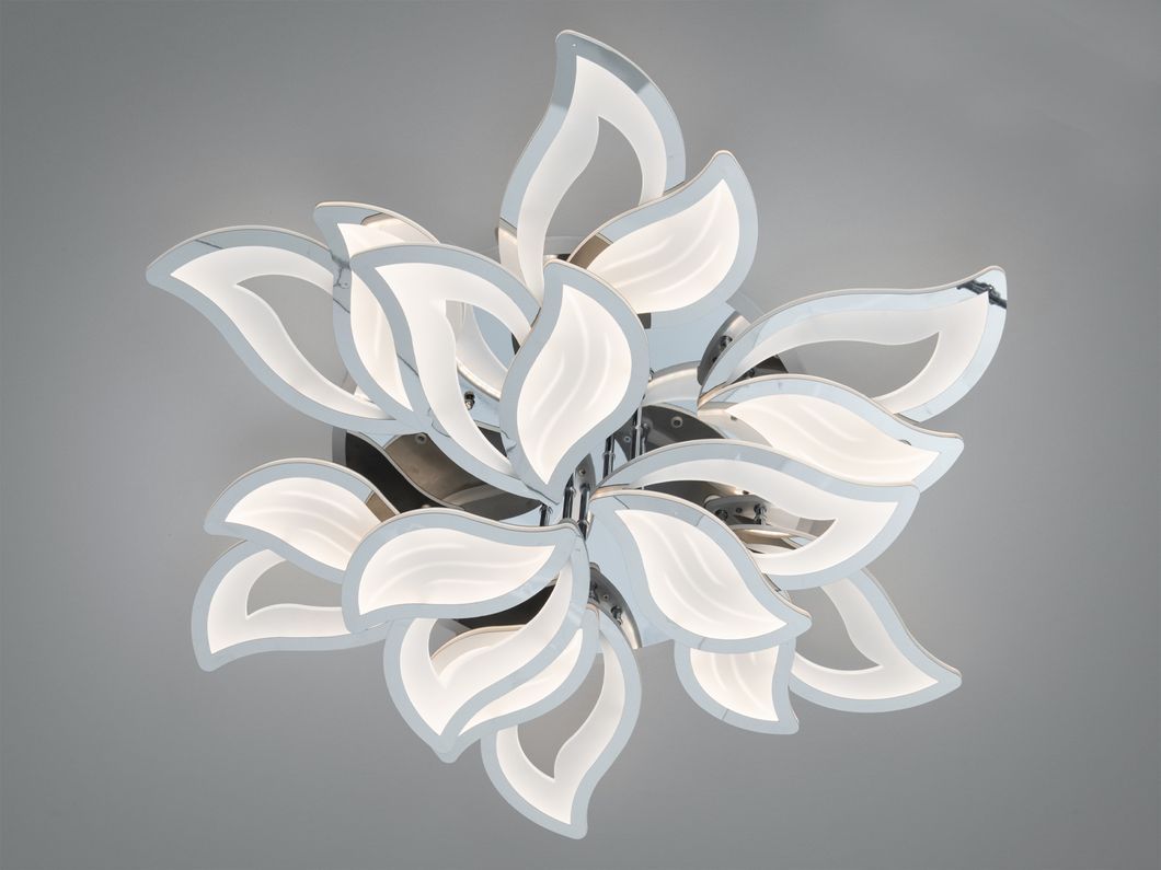 Стельова LED люстра квітка хром 225Вт пульт 40м&sup2;