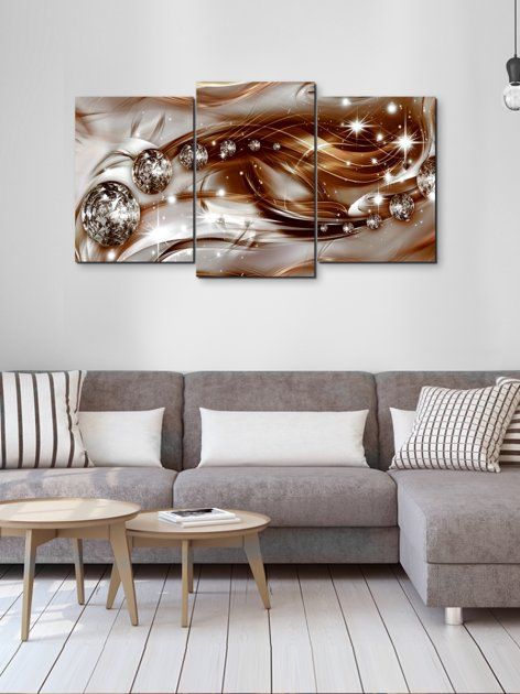 Модульна картина у вітальню / спальню для інтер'єру "Кавова абстракція" 3 частини 53 x 100 см (MK30218_E)