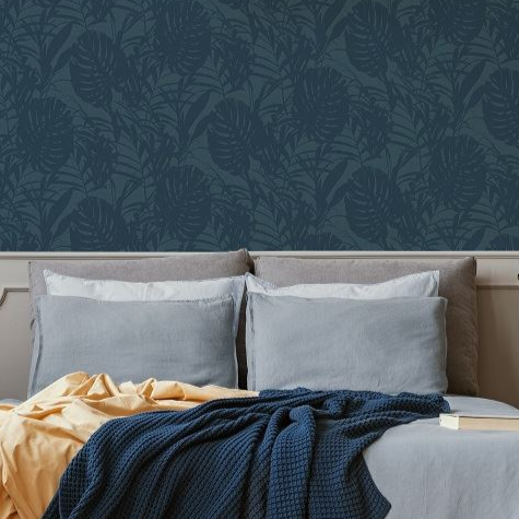 Обои виниловые на флизелиновой основе Superfresco Easy Palm Blue синий 0,53х10,05 (105976)
