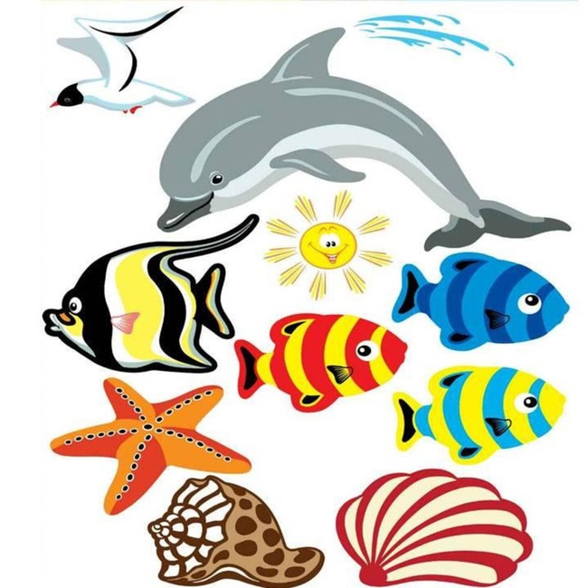 Наклейка декоративна Label №17 Дельфін рибки (4266 - 17)