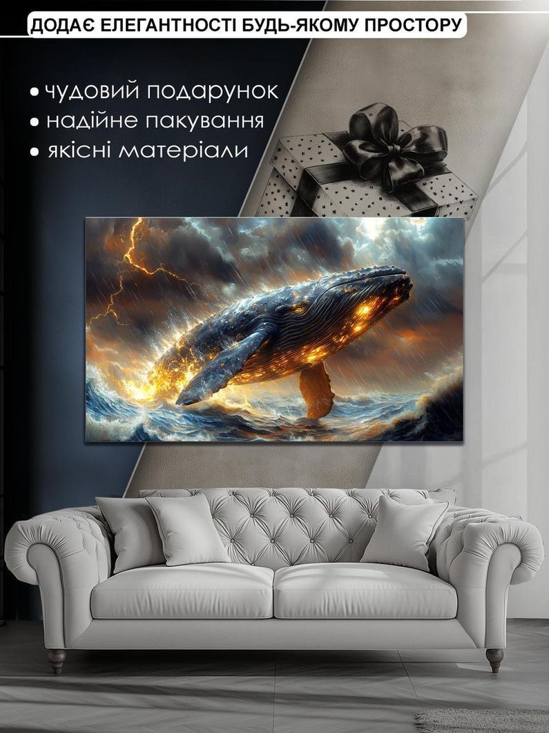Картина на холсте МАKO " Величественный кит " 60x100 см MK10543