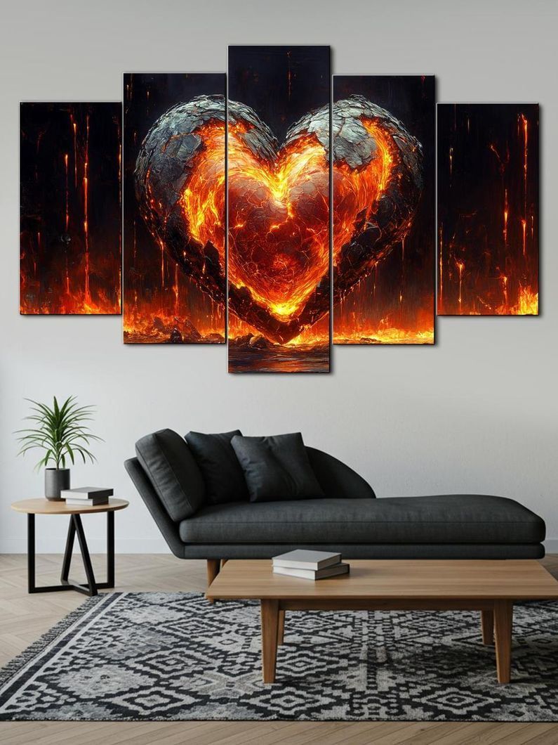 Модульна картина MAKO " Серце з лави " 80x125 см MK50524