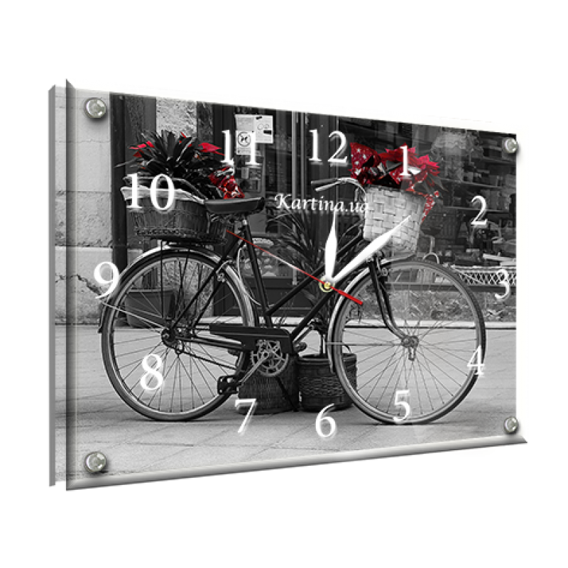 Часы-картина под стеклом Велосипед 30 см х 40 см (3862 - G - 159)