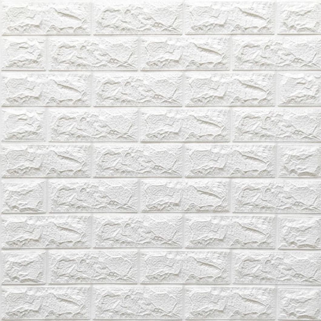 Панель стеновая самоклеющаяся декоративная 3D под кирпич белый 700x770x7мм (001-7), Белый, Белый