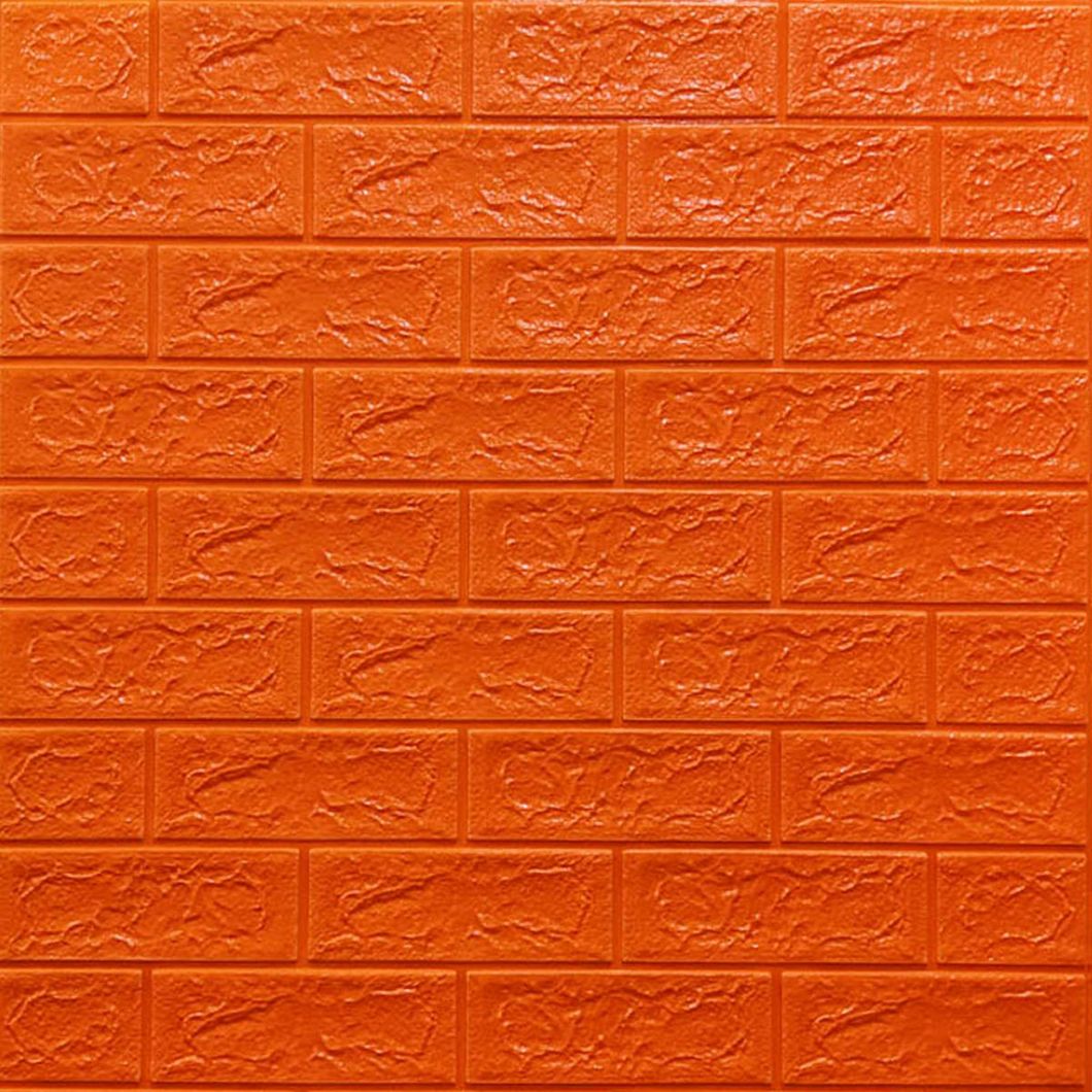 Панель стеновая самоклеящаяся декоративная 3D под кирпич Оранжевый 700х770х5мм (007-5), Оранжевый, Оранжевый