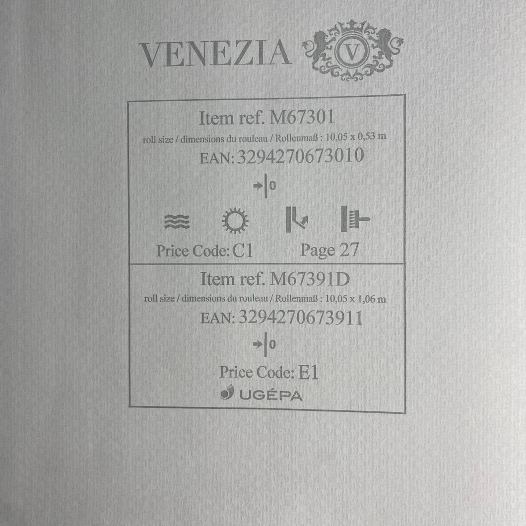 Шпалери вінілові на флізеліновій основі Бірюзові UGEPA Venezia 1,06 х 10,05м (M67391D)