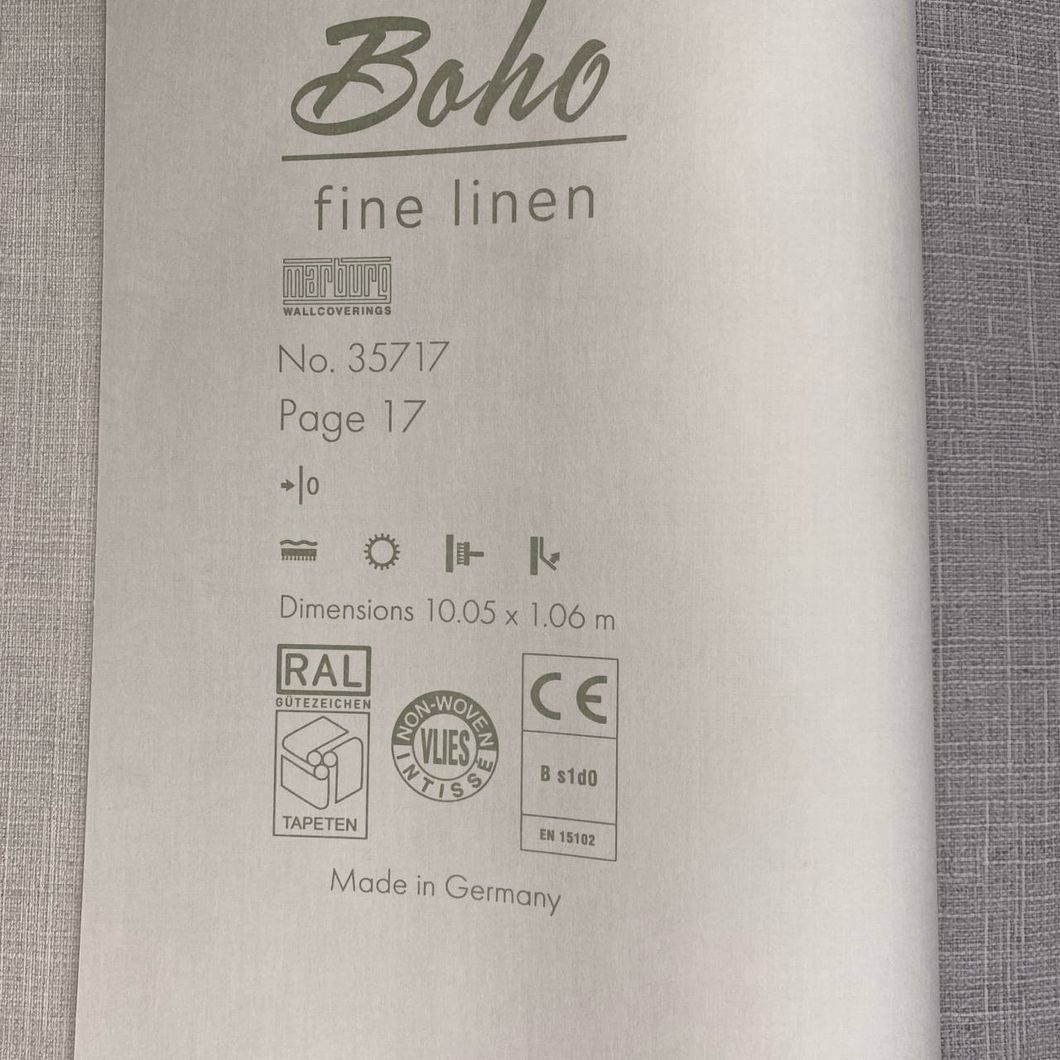 Обои виниловые на флизелиновой основе Marburg Boho светло серые 1,06 х 10,05м (35717)