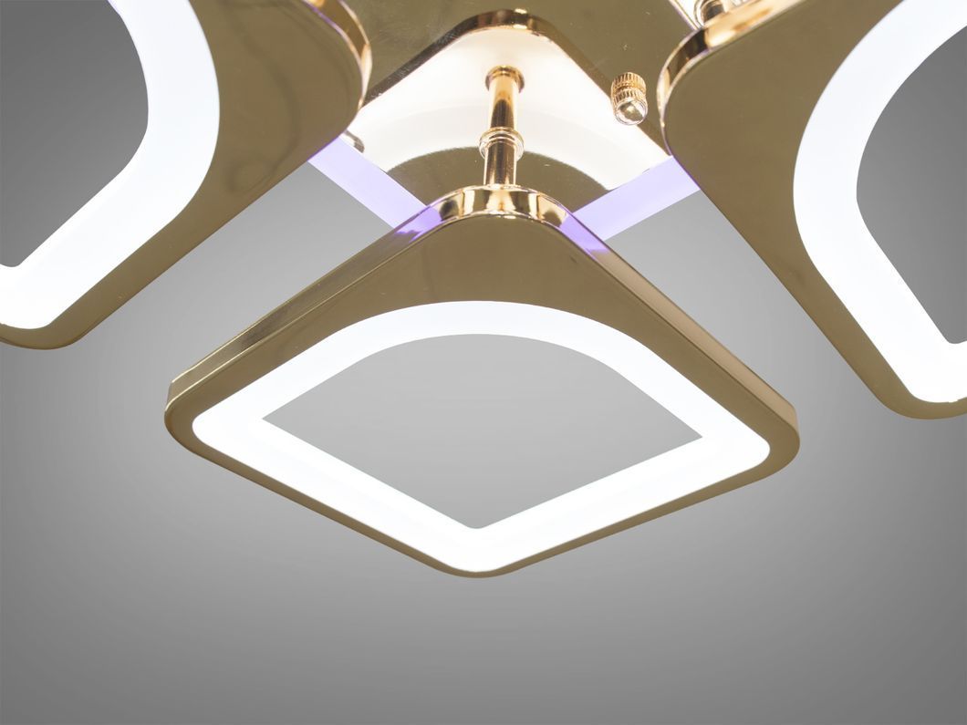 Потолочная люстра с диммером и LED подсветкой, цвет золото, 80W