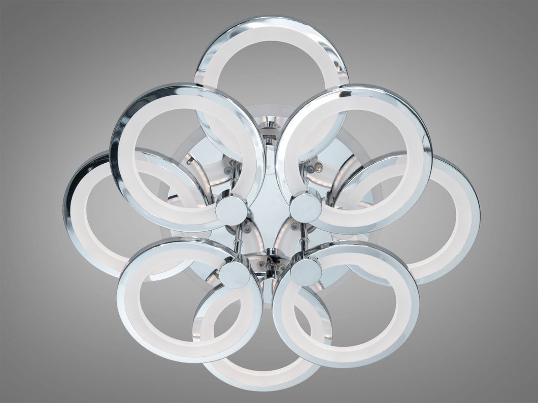 Потолочная люстра с диммером и LED подсветкой, цвет хром, 125W