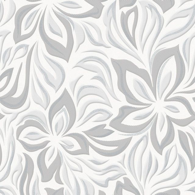 Обои виниловые на флизелиновой основе SINTRA Bloom светло-серые 1,06х10,05м (452844), Светло-серый, Светло-серый, +