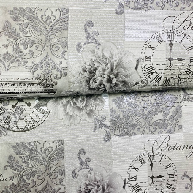 Обои виниловые на бумажной основе серые Славянские обои Париж Expromt B46.4 0,53 х 10,05м (9103-03)