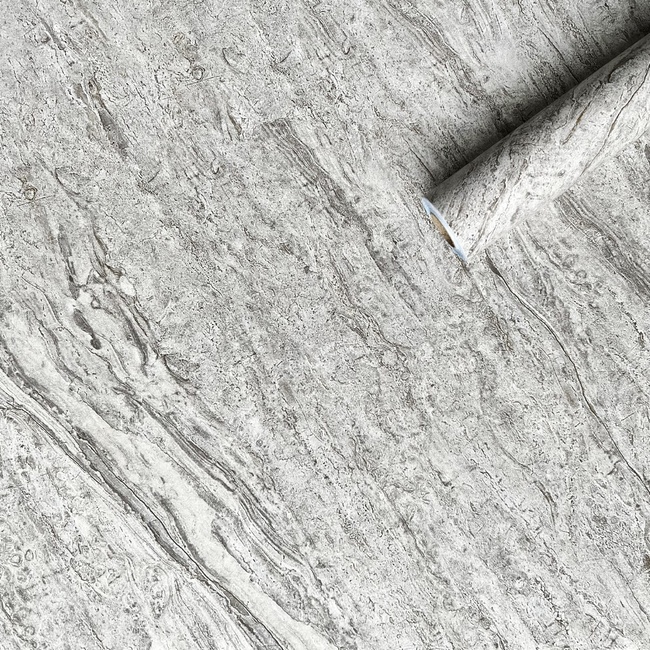 Самоклеющаяся декоративная пленка бело-серый мрамор 0,45Х10МХ0,07ММ (2034-2), Серый, Серый