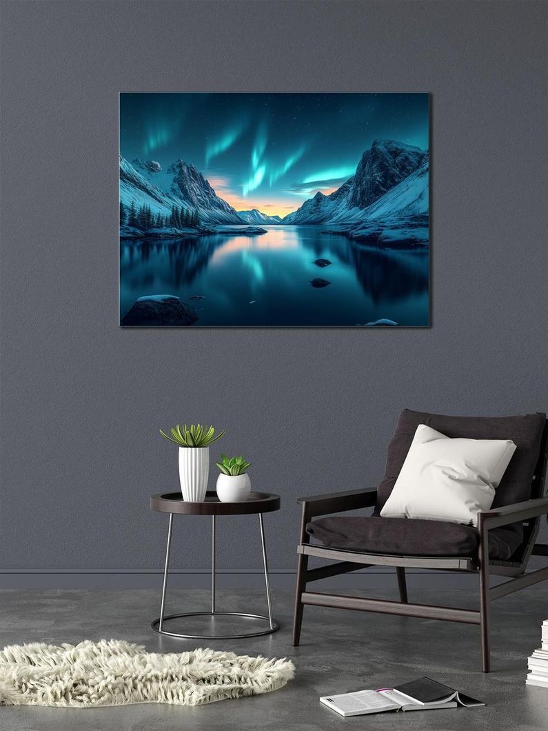 Картина на холсте МАKO " Северное сияние в горах " 50x70 см MK10526_5070