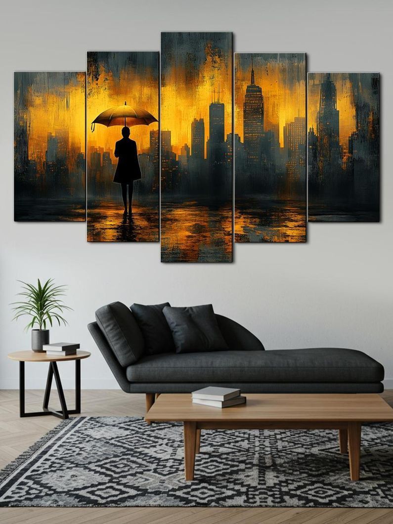 Модульная картина MAKO "Силуэт в свете огней " 80x125 см MK50575