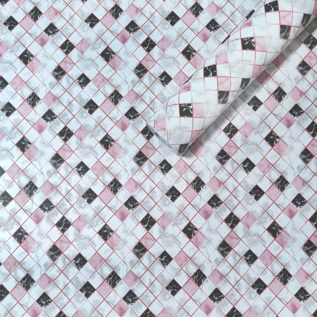 Самоклейка декоративна плівка рожева мозаїка 0,45Х10М (KN-X0187-1), Рожевий, Рожевий