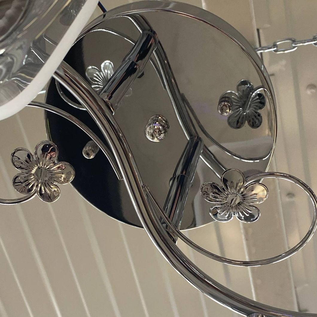 Люстра 2 лампи сірі прозорі у вітальню, спальню скло в класичному стилі (4628/2С), Хром, Хром