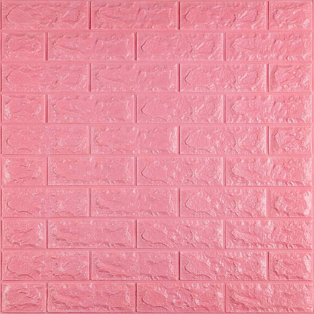 Панель стеновая самоклеящаяся декоративная 3D под кирпич Розовый 700х770х7мм (004), Розовый, Розовый