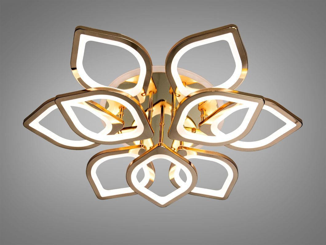 Потолочная люстра с диммером и LED подсветкой, цвет золото, 165W